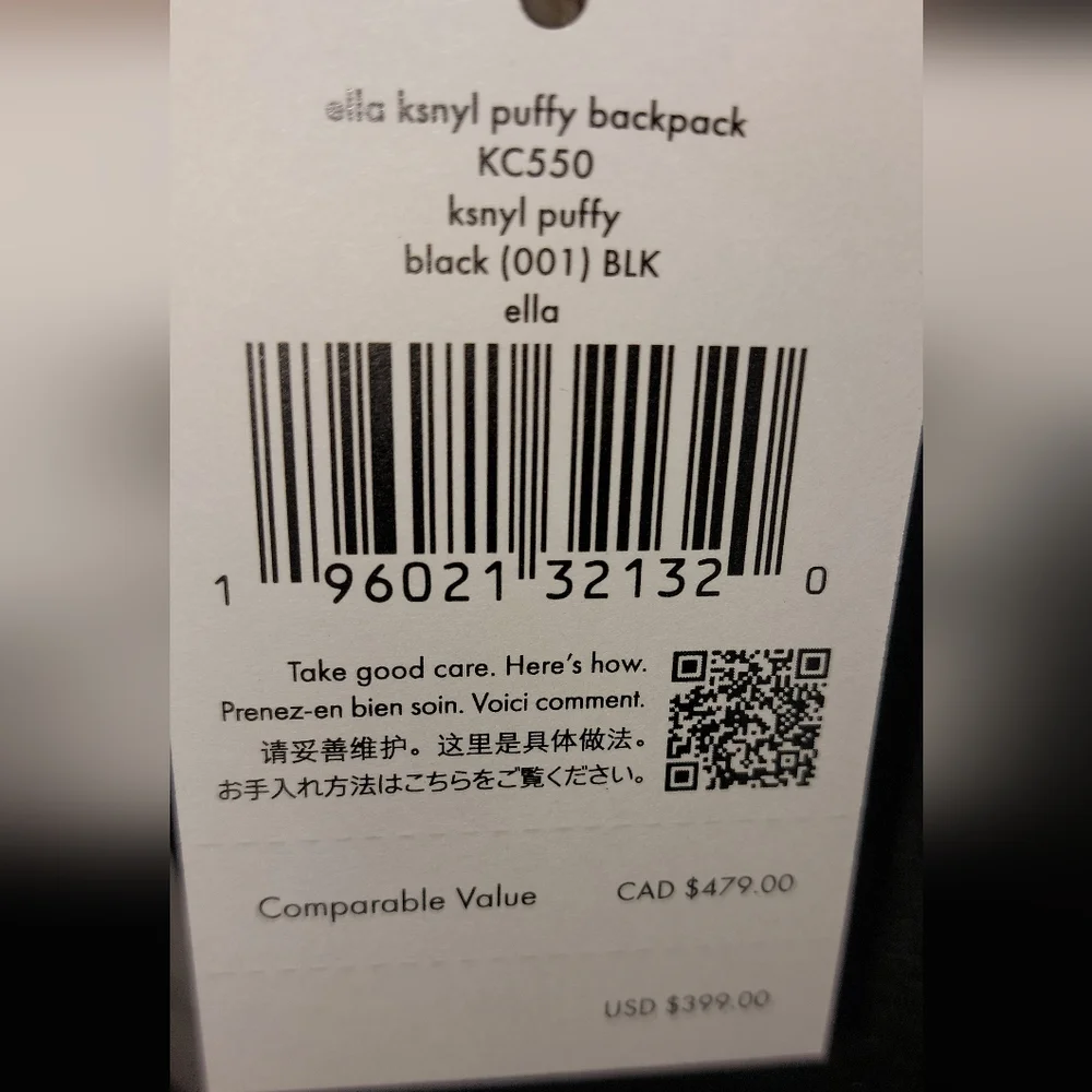 Kate Spade Ella Puffy Backpack in Black - Picture 7 of 8